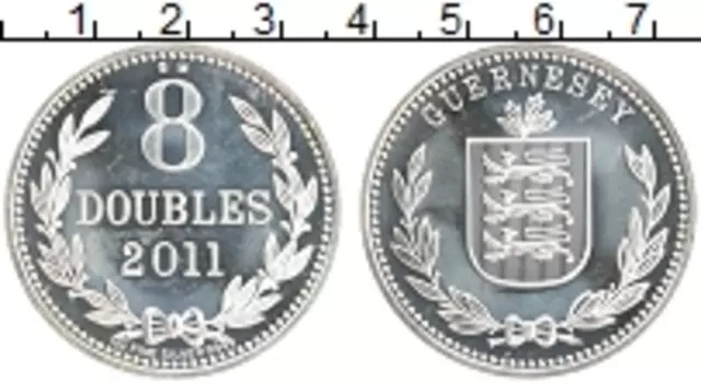 Монета 8 дублей Гернси 2011 года Серебро