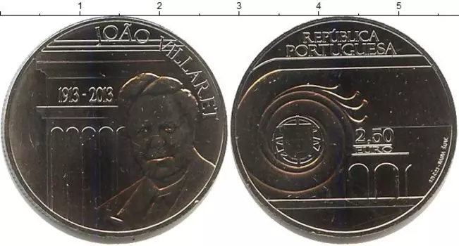 Монета 2 1/2 евро Португалии 2013 года Медно-никель Вилларет
