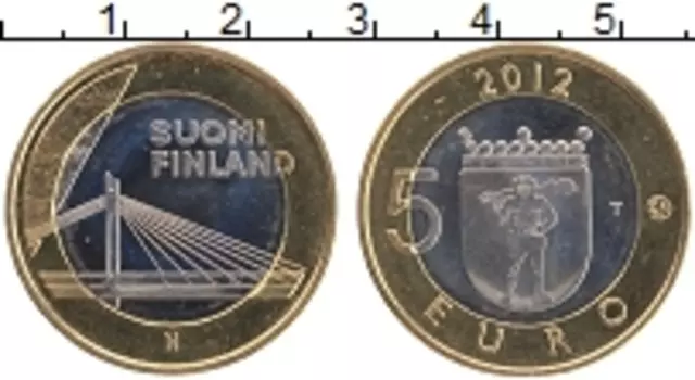 Монета 5 евро Финляндии 2012 года Биметалл Мост