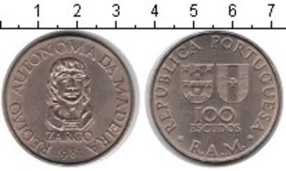 Монета 100 эскудо Португалии 1981 года Медно-никель Зарко