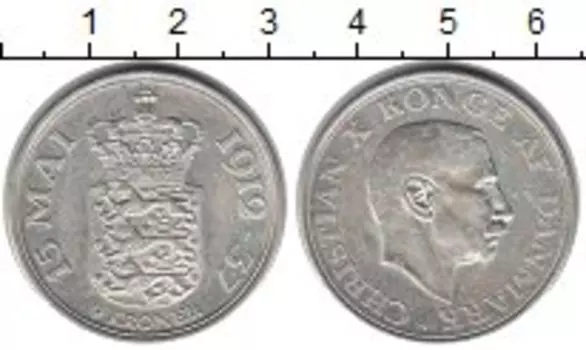 Монета 2 кроны Дании 1937 года Серебро Кристиан X