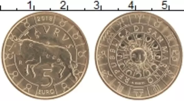 Монета 5 евро Сан-Марино 2018 года Латунь Телец