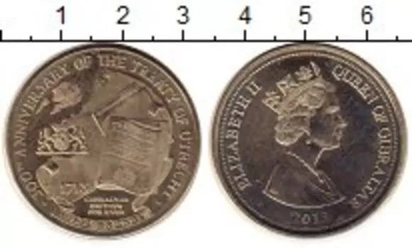 Монета 3 фунта Гибралтара 2013 года Медно-никель 300 лет Утрехтскому договору