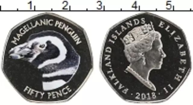 Монета 50 пенсов Фолклендских островов 2018 года Медно-никель Цифровая печать