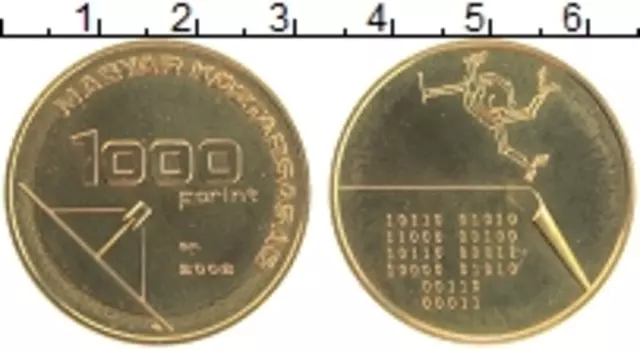 Монета 1000 форинтов Венгрии 2002 года Латунь Меркурий