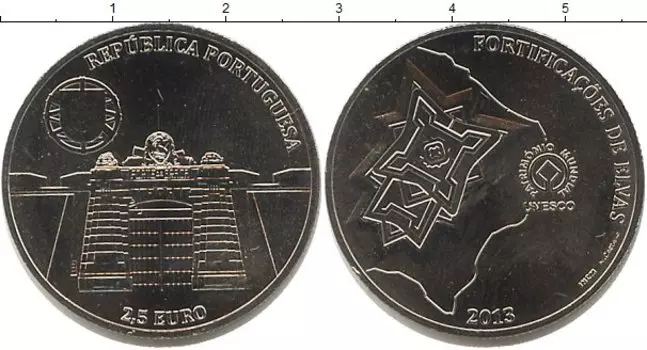 Монета 2 1/2 евро Португалии 2013 года Медно-никель