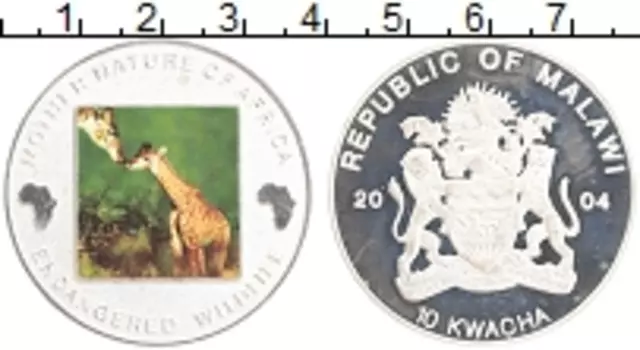 Монета 10 квач Малави 2004 года Посеребрение Природа-мать
