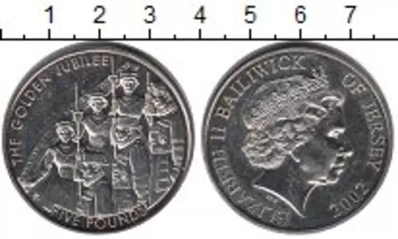 Монета 5 фунтов Острова Джерси 2002 года Медно-никель Елизавета II