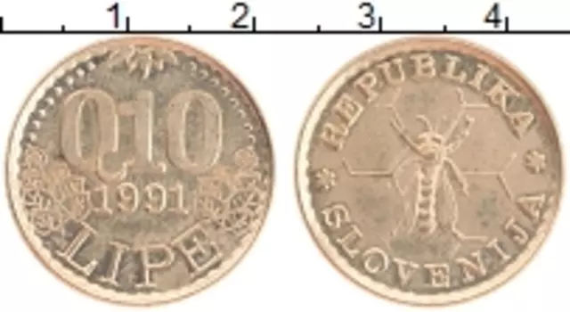 Монета 0,10 липы Словении 1991 года Латунь 0,1 липы