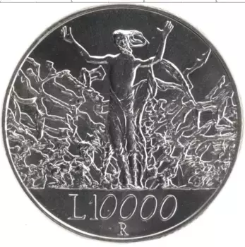 Монета 10000 лир Италии 2000 года Серебро Миллениум
