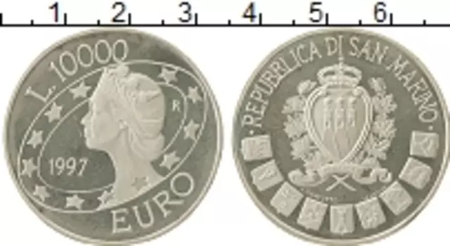 Монета 10000 лир Сан-Марино 1997 года Серебро ЕВРО