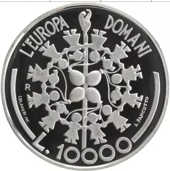 Монета 10000 лир Сан-Марино 1999 года Серебро Европейский союз