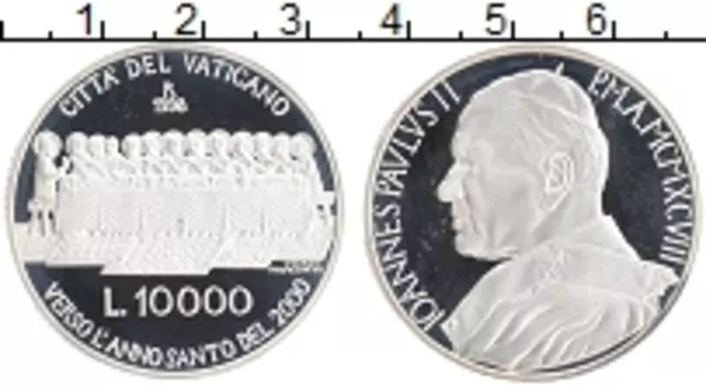 Монета 10000 лир Ватикана 1998 года Серебро Иоанн Павел II