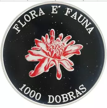 Монета 1000 добрас Сан-Томе и Принсипи 1995 года Серебро Флора и фауна