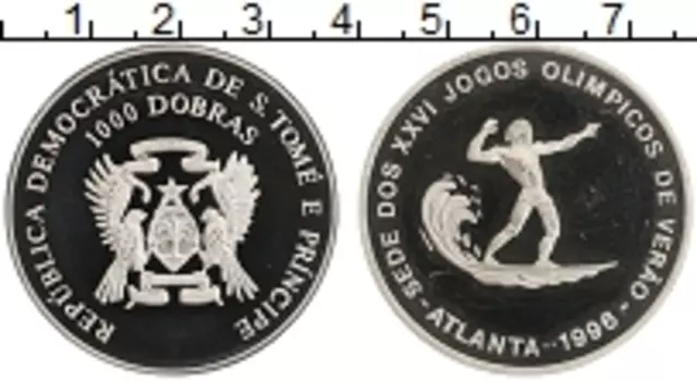Монета 1000 добрас Сан-Томе и Принсипи 1996 года Медно-никель Олимпийские игры