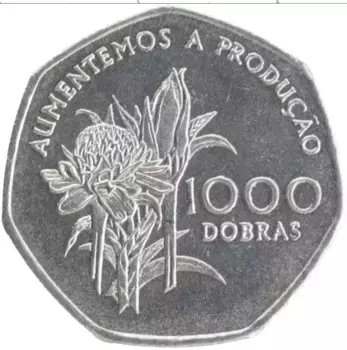 Монета 1000 добрас Сан-Томе и Принсипи 1997 года Медно-никель