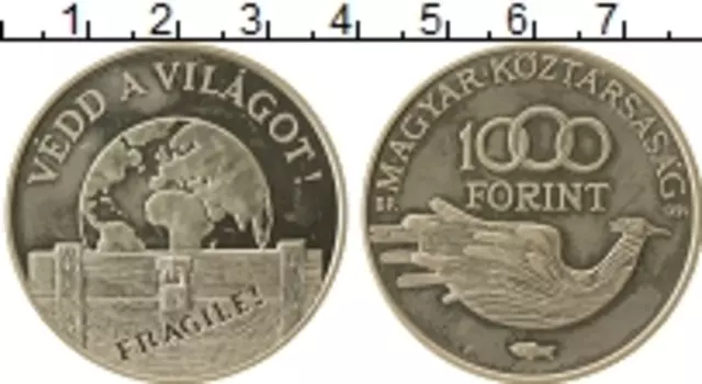 Монета 1000 форинтов Венгрии 1994 года Серебро Защитим наш мир!