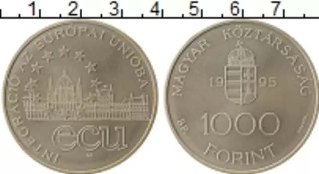 Монета 1000 форинтов Венгрии 1995 года Серебро Интеграция в ЕС