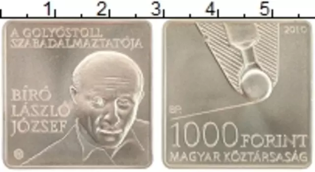 Монета 1000 форинтов Венгрии 2010 года Медно-никель 125 лет со дня смерти Ласло Йожеф Биро