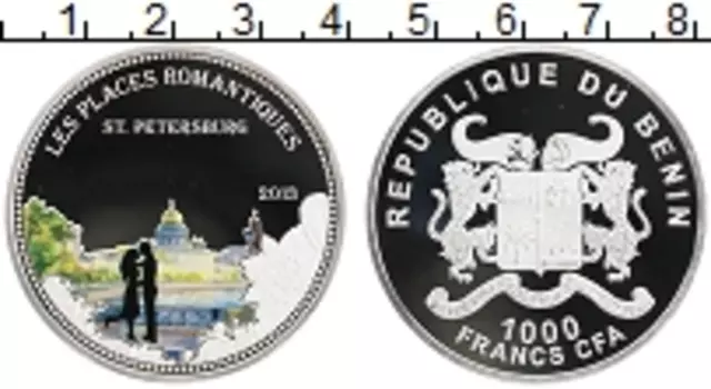 Монета 1000 франков Бенина 2013 года Серебро Цветная печать