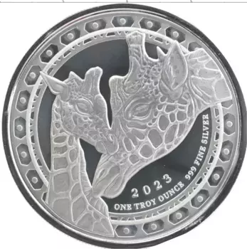 Монета 1000 франков Экваториальной Гвинеи 2023 года Серебро Жирафы