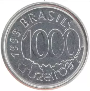 Монета 1000 крузейро Бразилии 1993 года Сталь