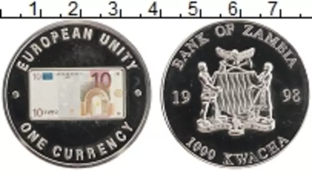 Монета 1000 квач Замбии 1998 года Медно-никель Переход на евро