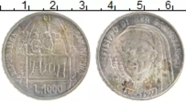 Монета 1000 лир Сан-Марино 1977 года Серебро 600 лет Филиппо Брунеллески