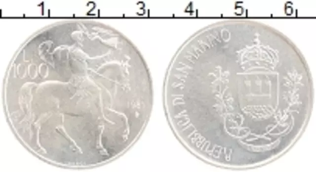 Монета 1000 лир Сан-Марино 1981 года Серебро 2000 лет со дня смерти поэта Древнего Рима Вергилия