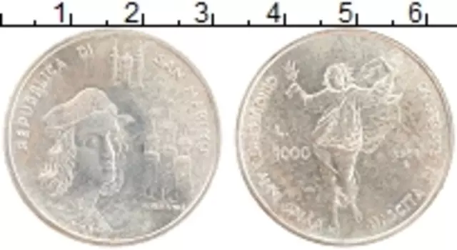 Монета 1000 лир Сан-Марино 1983 года Серебро 500 лет со дня рождения Рафаэля