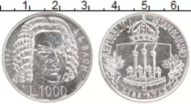 Монета 1000 лир Сан-Марино 1985 года Серебро Европейский год музыки
