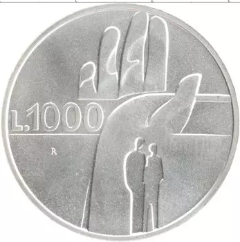 Монета 1000 лир Сан-Марино 1990 года Серебро 1600 лет истории Сан-Марино