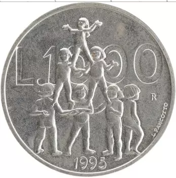 Монета 1000 лир Сан-Марино 1995 года Серебро