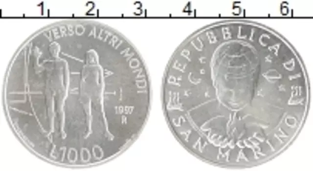 Монета 1000 лир Сан-Марино 1997 года Серебро Вселенная