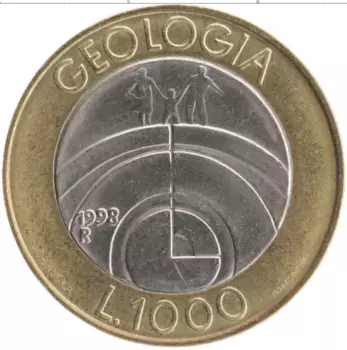 Монета 1000 лир Сан-Марино 1998 года Биметалл
