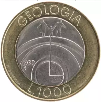 Монета 1000 лир Сан-Марино 1998 года Биметалл