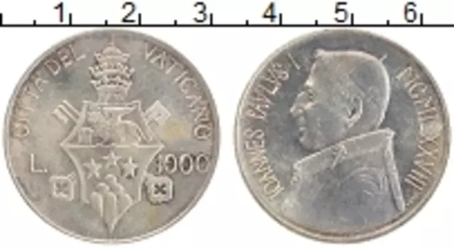 Монета 1000 лир Ватикана 1978 года Серебро Иоанн Павел II