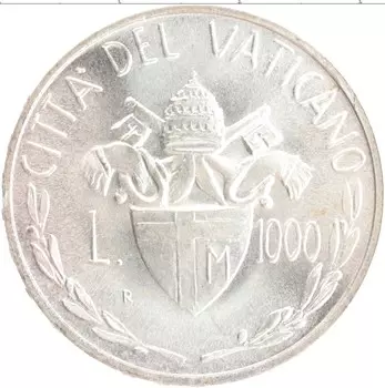 Монета 1000 лир Ватикана 1982 года Серебро Иоанн Павел II