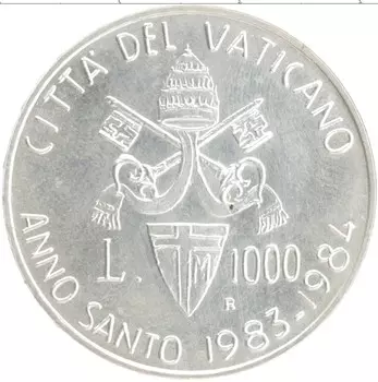 Монета 1000 лир Ватикана 1983 года Серебро Иоанн Павел II