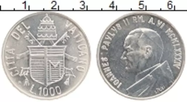 Монета 1000 лир Ватикана 1984 года Серебро Иоанн Павел II