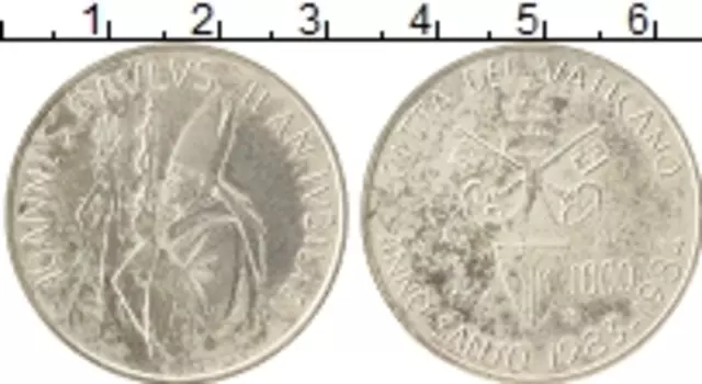 Монета 1000 лир Ватикана 1984 года Серебро Иоанн Павел II