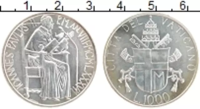 Монета 1000 лир Ватикана 1986 года Серебро Иоанн Павел II