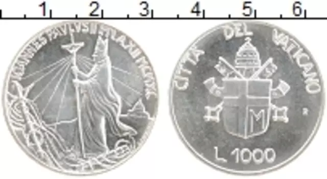 Монета 1000 лир Ватикана 1990 года Серебро Иоанн Павел II