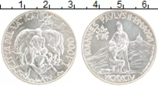 Монета 1000 лир Ватикана 1994 года Серебро Иоанн Павел II