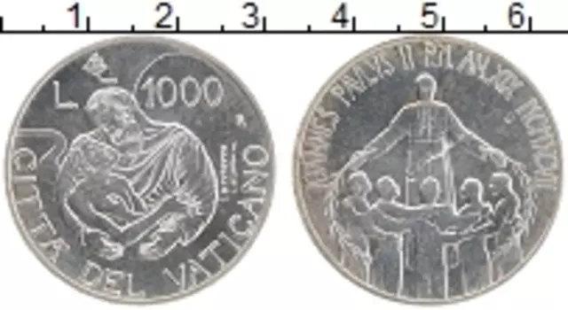Монета 1000 лир Ватикана 1997 года Серебро Иоанн Павел II