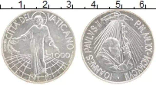 Монета 1000 лир Ватикана 1998 года Серебро Иоанн Павел II