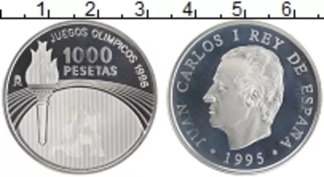 Монета 1000 песет Испании 1995 года Серебро Хуан Карлос I
