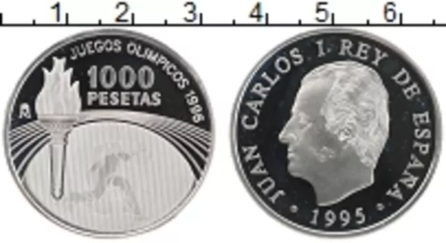 Монета 1000 песет Испании 1995 года Серебро Олимпийские игры 96