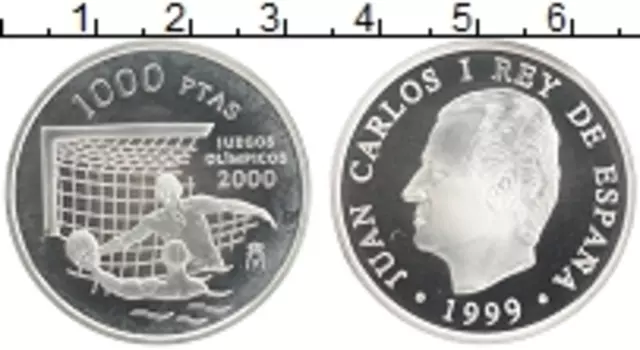 Монета 1000 песет Испании 1999 года Серебро Олимпийские игры в Сиднее 2000