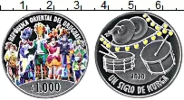 Монета 1000 песо Уругвая 2020 года Серебро Цифровая печать